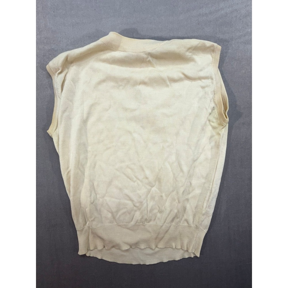 Vintage Nathan E. Handler Women 100%‎ Pure Silk Sleeveless Vest Beige Size Small